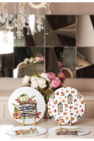 Realhomes 4-Piece Pumpkin & Fruits Special Design Placemat & Supla