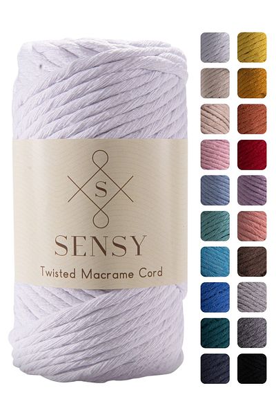 SENSY Premium Scanned Macrame Macrame Hobby Rope Alb
