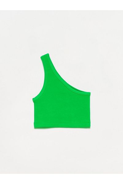 Dilvin 20168 One Shoulder Crop - Ανοιχτό πράσινο