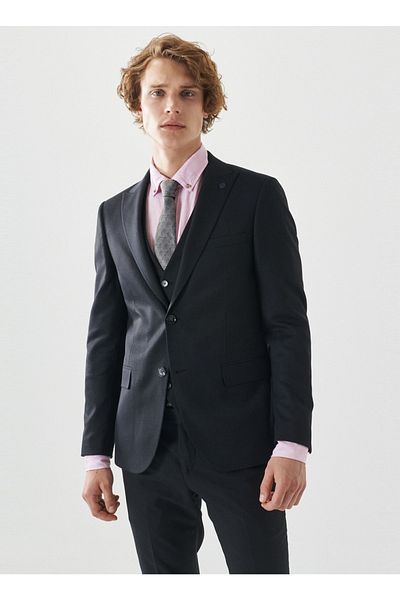 ALTINYILDIZ CLASSICS Regular Waist Extra Slim Black - Gray Men's Suit 4a3122200008
