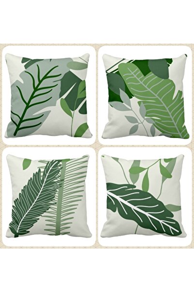 QueenHome Set de cu imprimeu huse de pernă cu model de frunze de pădure pe do...