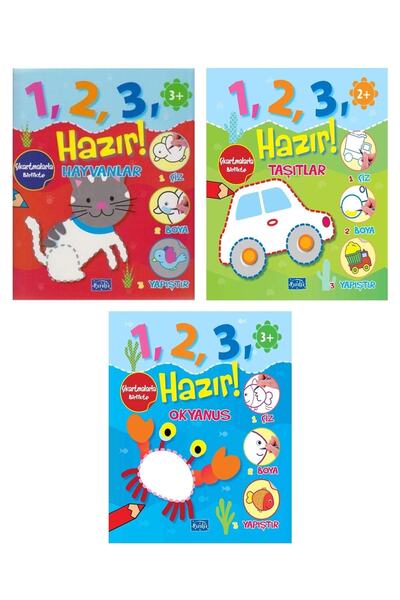 Parıltı Yayıncılık 1 2 3 سلسلة جاهزة / الحيوانات - المركبات - المحيط / 3 كتب