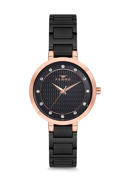 FERRO Women's Watch - Black Steel Band, Model F81969A-900-R