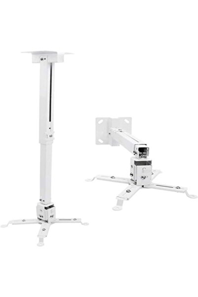 Genel Markalar Beyaz Teleskopik Tavan Projeksiyon Cihazı Askı Aparatı 50-90 Cm Arası Ayarlanabilir 4 Ay