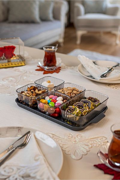 KÜÇÜK EW 5 Compartment Covered Breakfast Set Acrylic ( F-232 )