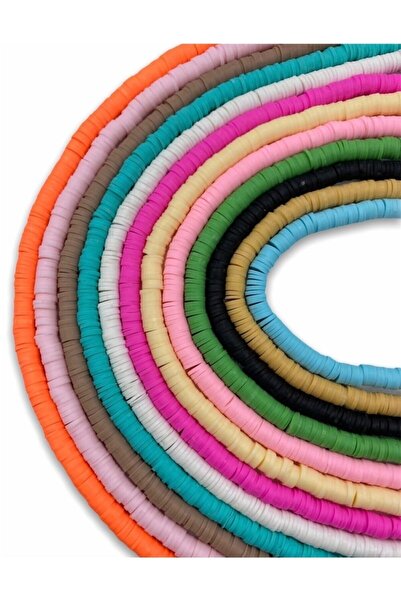 Karlay 6mm 12 Adet Polimer Kil Fimo Boncuk Dizi Seti,12 Renk 6mm Fimo,hamur B...