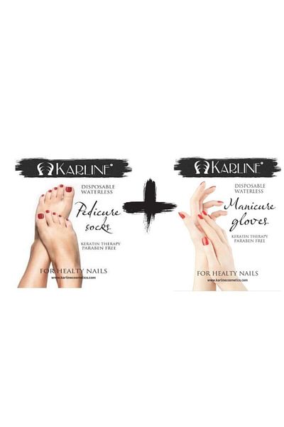 Karline قفازات الكيراتين المقاومة للماء للمانيكير/العناية، قناع اليد متعدد الفيتامينات، 5 قطع