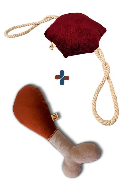 UTDpet Chicky Sound Bone Dog Toy + Hexie Traction Bone Dog Toy