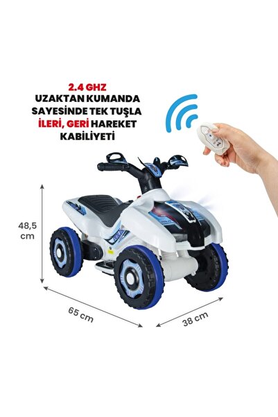 ujtoys Uzaktan Kumandalı Akülü Atv 6v Ranger-beyaz Polis