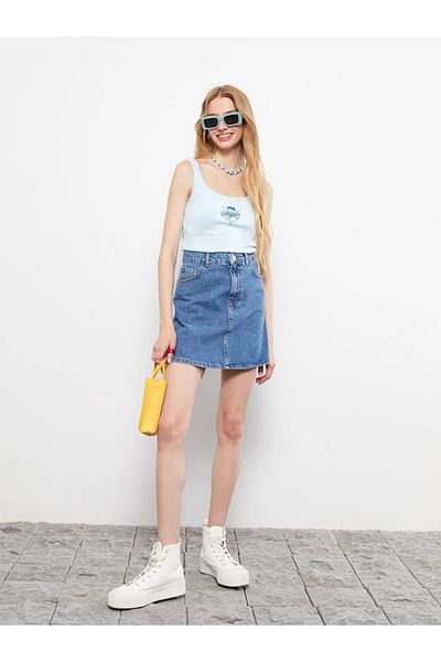 LC Waikiki Fustă Rodeo Jeans pentru femei, cu buzunare drepte, cu potrivire standard