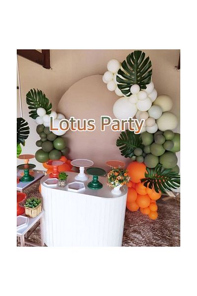 LOTUS PARTY 80 Pieces Balloon Chain Set ( White - Mildew Green - Orange )