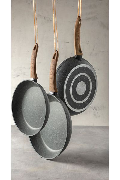 Leydi Natura Marble XL Large 3-Piece Granite Pan Set 28-30-32cm