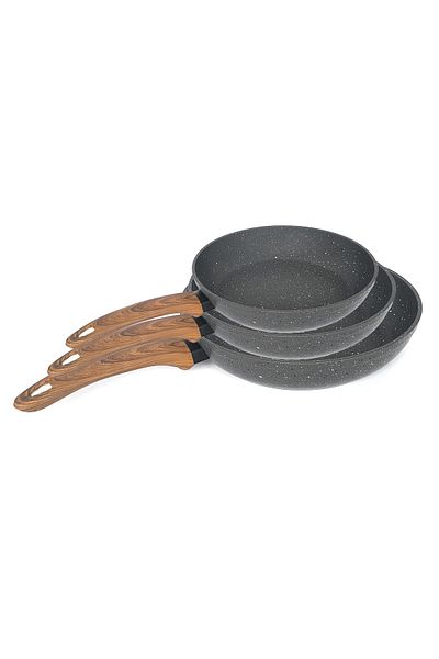 Leydi Natura Marble XL Large 3-Piece Granite Pan Set 28-30-32cm