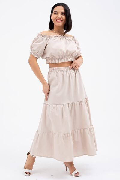 Freeista طقم تنورة بلوزة قصيرة حجرية