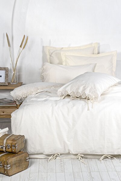 Ecocotton Organik Pamuk Güpürlü Çift Kişilik Nevresim Takımı - Amanda