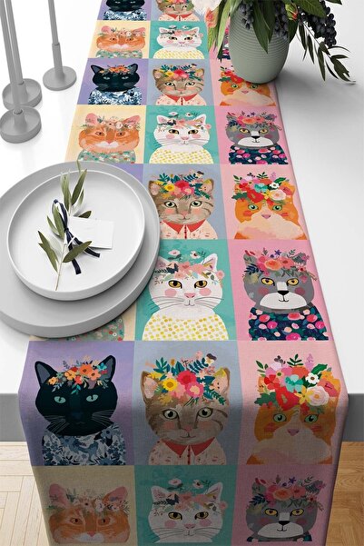 Viva Home 40x140cm Leke Tutmaz Premium Tay Tüyü Dokuma Kumaş Masa Örtüsü Runn...