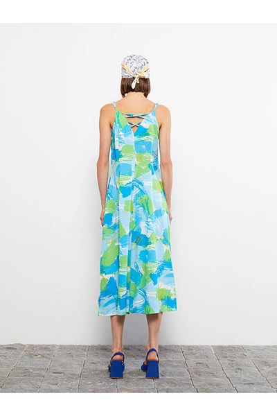 LC Waikiki Heart Collar Floral Strap Viscose Women's Dress S2ı010z8
