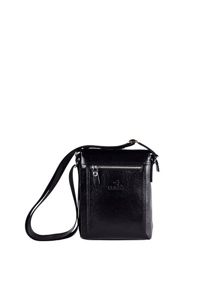 Eminsa Men's Black Floater Leather Shoulder Bag