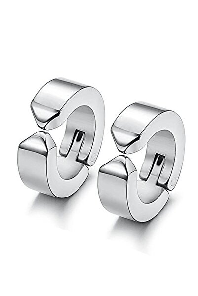 The Collection 3 Pairs Compressed Non-Hole Steel Hoop Earrings for Women Men Unisex Yellow Black Silver Color