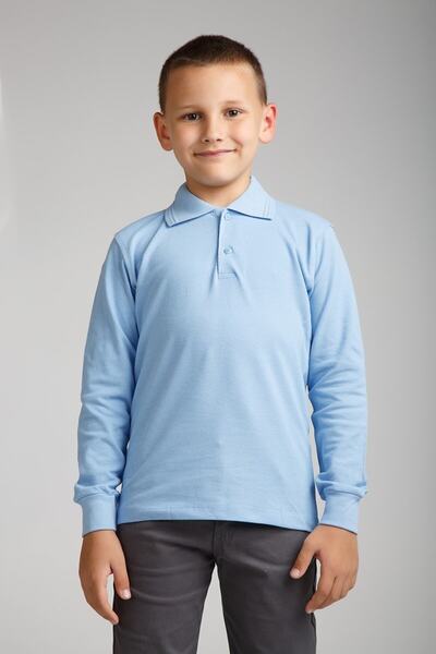 BLUEMOOR Unisex dečija majica dugih rukava, standardnog kroja, polo izrez, je...