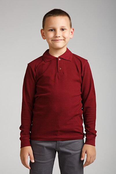 MaviMoure Unisex Children's Long Sleeve Regular Fit Polo Collar Solid Color S...