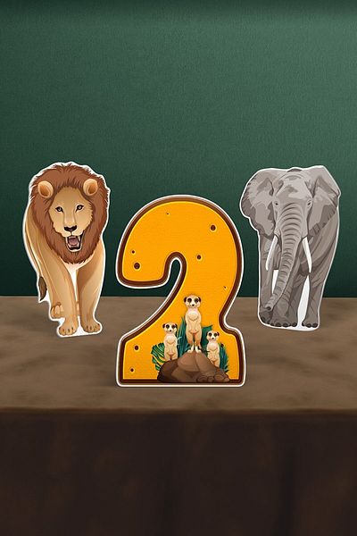 Hey Parti Στολίδι για τραπέζι γενεθλίων με θέμα το Safari 2 ετών