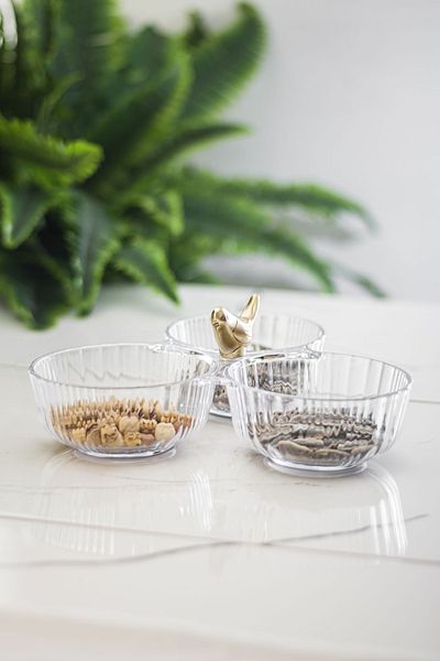 Depa Acrylic Gold Bird Snack Bowl Presentation Sugar Bowl Transparent (Not Glass & Porcelain)