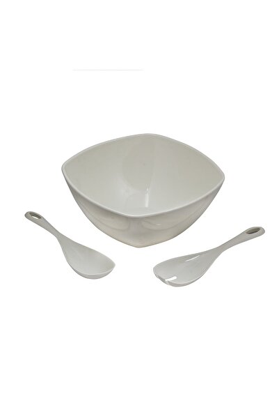 Depa وعاء سلطة مربع أبيض ناعم من الأكريليك