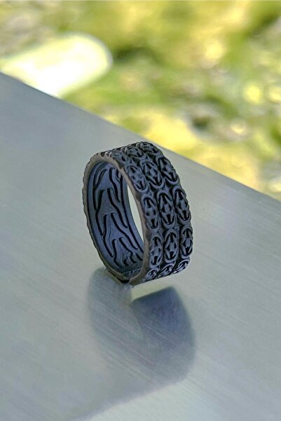 The Collection Balık Sırtı Model Ayarlanabilir Siyah Yüzük