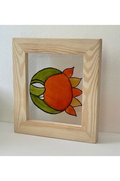 zakun design Güneş Ay Vitray Boyama Cam Çerçeve