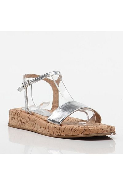 Hotiç Flache Sandalen für Damen aus echtem Laméleder