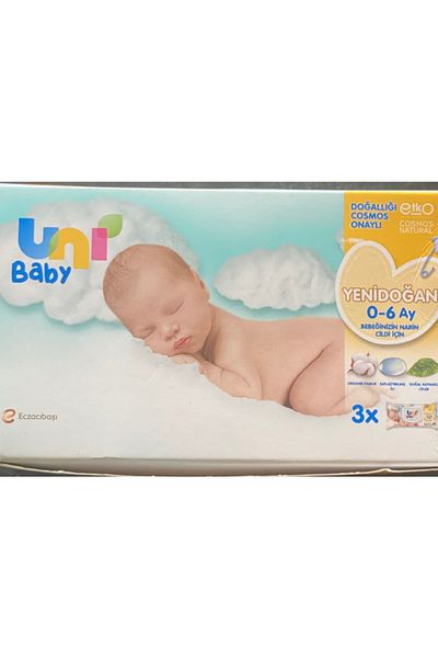 Uni Baby Newborn Wet Wipes 0-6 Months Have 3 Pack Wipes 1 Box