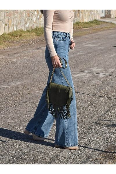 LİMABEL Isla Deep Blue Snow Wash Palazzo Wideleg Jean Power Lycra Femei Talie înaltă