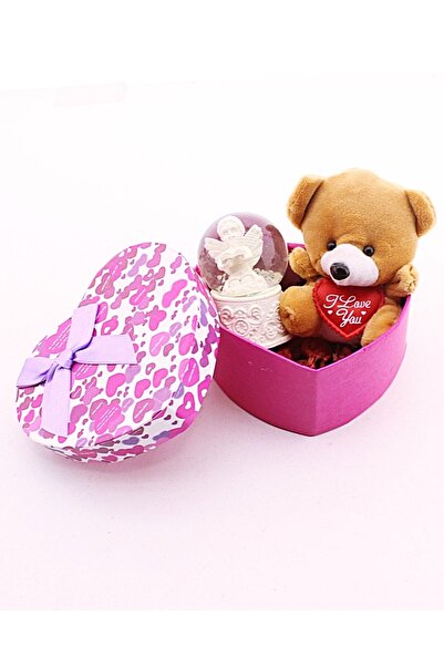 BiTon Toptan Melek Kar Küresi Ve Ayıcık Set Sevgiliye Hediye Mini Ayıcık Ve M...