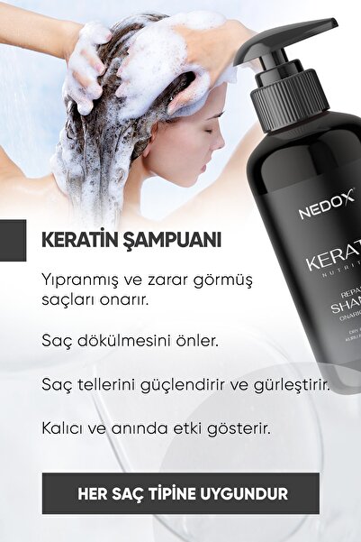 NEDOX Yıpranmış Saçlar Için Keratinli Saç Bakım Şampuanı 500 ml