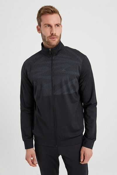 DYNAMO Men's Black Diving Fabric Tracksuit Set with Print Detail on the Front