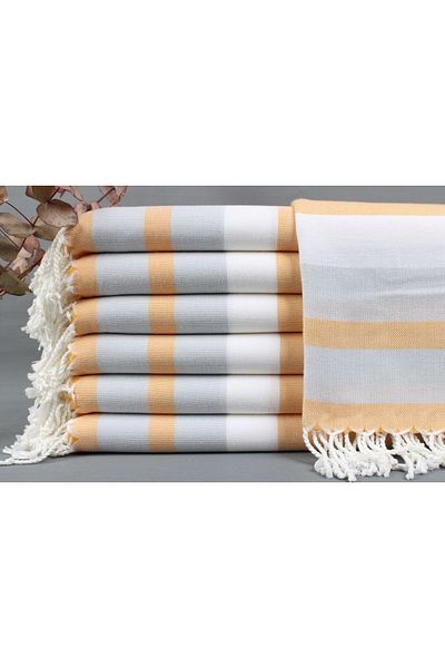 Kayra Export Peshtemal الخردل الرمادي هدية Peshtemal 100x190 سم القطن Peshtemal