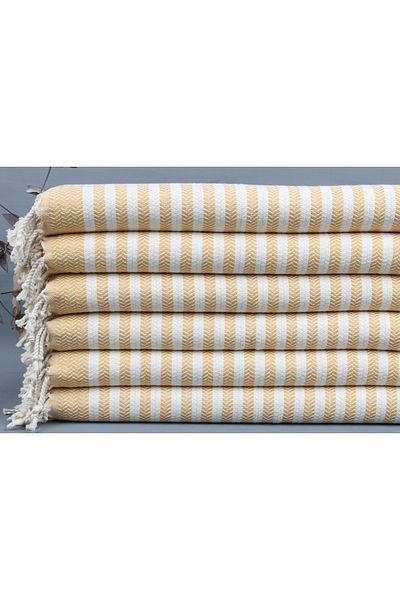 Kayra Export Peshtemal الخردل Peshtemal 45x100 سم القطن طبق القماش هدية Peshtemal