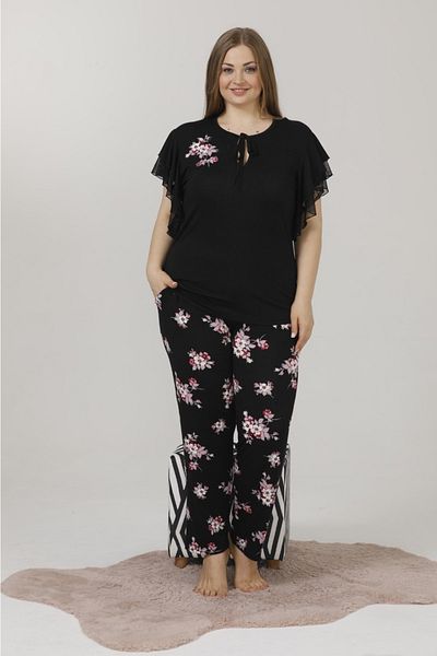 Yenimodam Plus Size Short Sleeve Women's Pajamas Set 10852