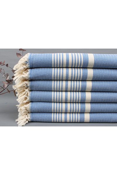 Kayra Export مئزر قطني 100x180 سم - منشفة شاطئ وحمام سباحة باللون الأزرق