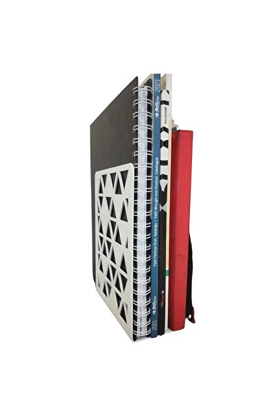 AS DESİGN مجموعة من 2 منظم أرفف مزخرف - منظم - حامل كتب معدني أبيض - هدية (2 قطعة)