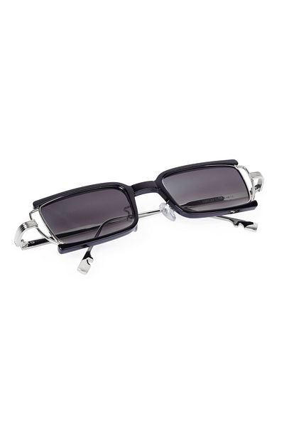 RC RAY CARTER Amorphous Black Glass Silver Frame Vintage Women's Sunglasses Raycarter