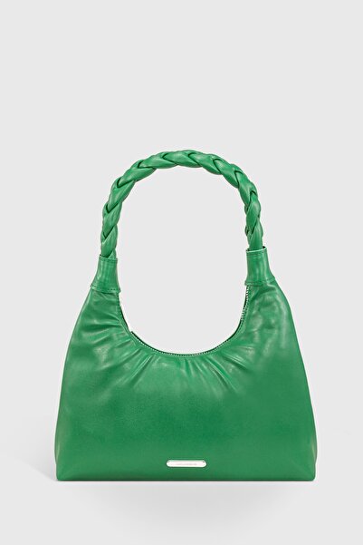 Housebags حقيبة باجيت بمقبض محبوك باللون الأخضر للنساء 215