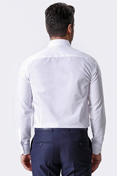 Ottomoda Klasik Uzun Kollu Regular Fit Erkek Pamuklu Kolay Ütülenebilir Beyaz Gömlek, Ot-cp-20104