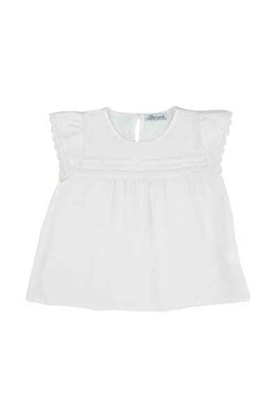 best kids Kız Çocuk Ekru Dantel Işlemeli Bluz