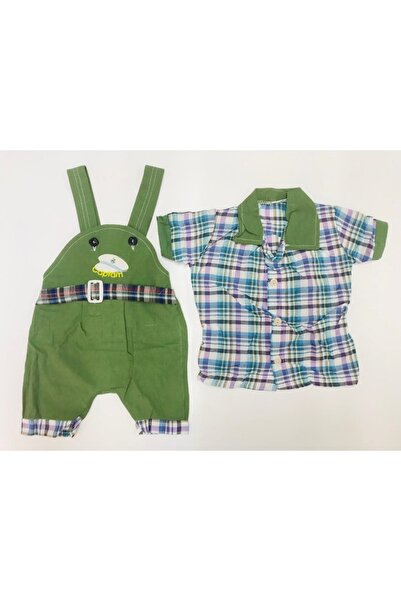 Baby Slon Kids Clup Yazlık Gömlekli Nakışlı Salopet Erkek Çocuk Takım