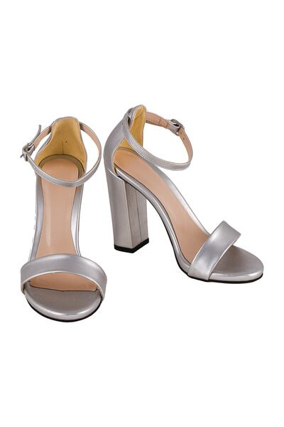 JustBow Pantofi cu toc argintiu de damă
