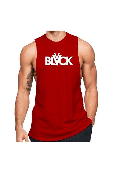 Black İstanbul Roșu Tricou fără mâneci pentru bărbați -negru- cu imprimeu Regular Fit cu decolteu triplu