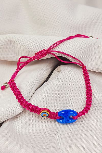 Nev Tasarım Syriac Bracelet with 2 Holes and Evil Eye Beads