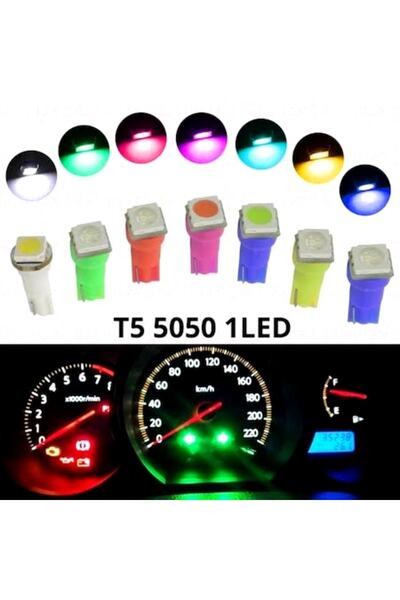 Asegaraj T5 5050 Led Oto Kilometre Kadran Ambians Aydınlatma Ampülü Sarı 10 Adet